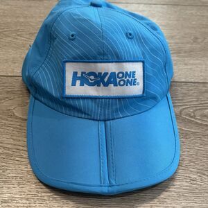 Hoka One One Running Hat Cap Blue Patch Foldable Brim Strapback Lightweight